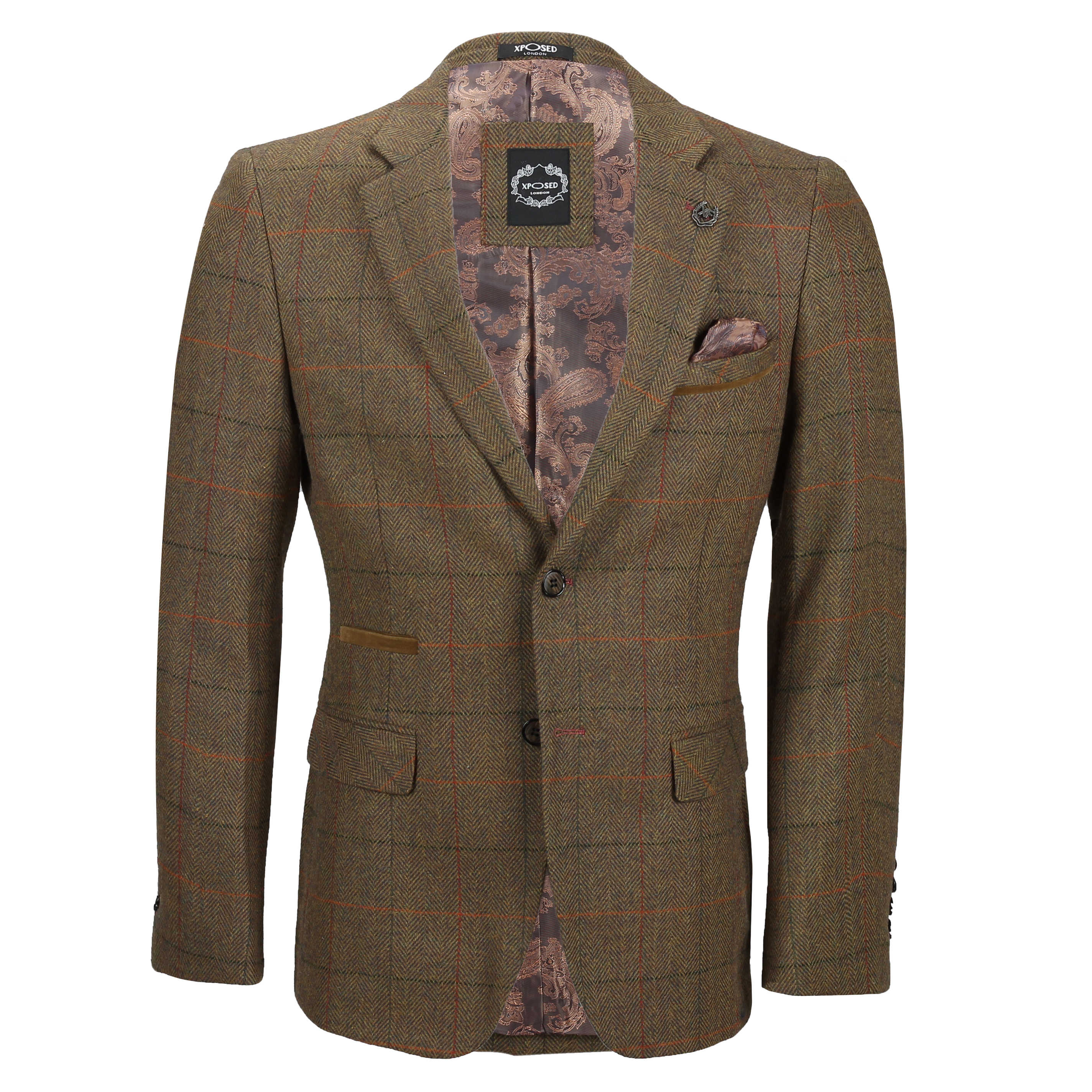 MEN'S 3 PIECE BROWN CHECK TWEED JACKET TROUSERS SOLD SEPARATELY WAISTCOAT 