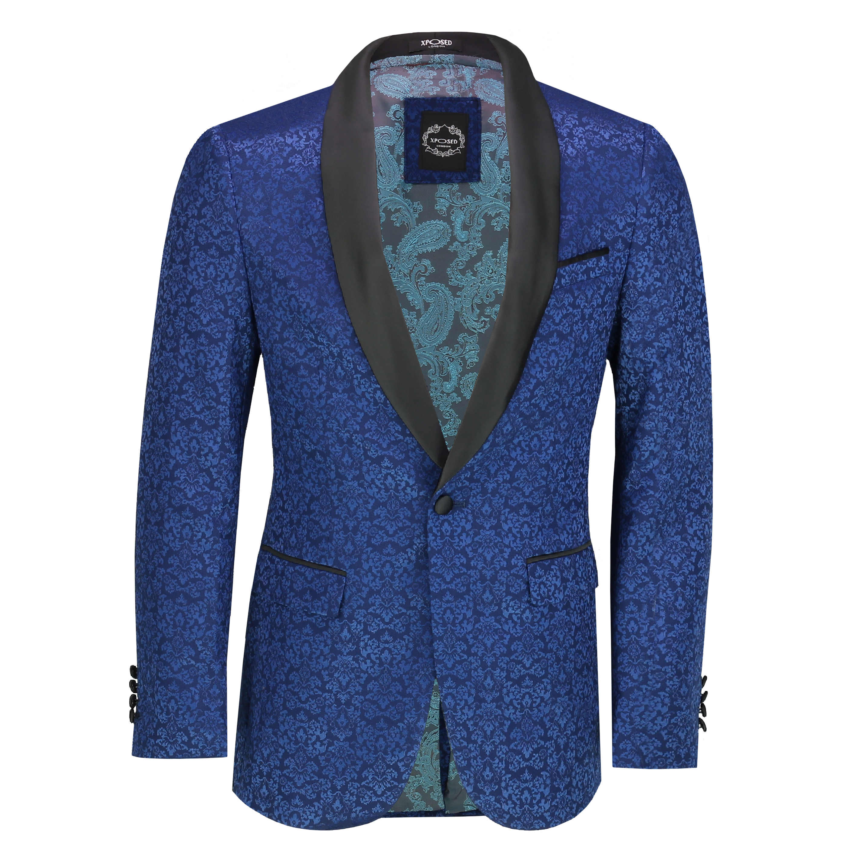 Mens Classic Jacquard Tuxedo Jacket Tailored Fit Paisley Blazer with ...