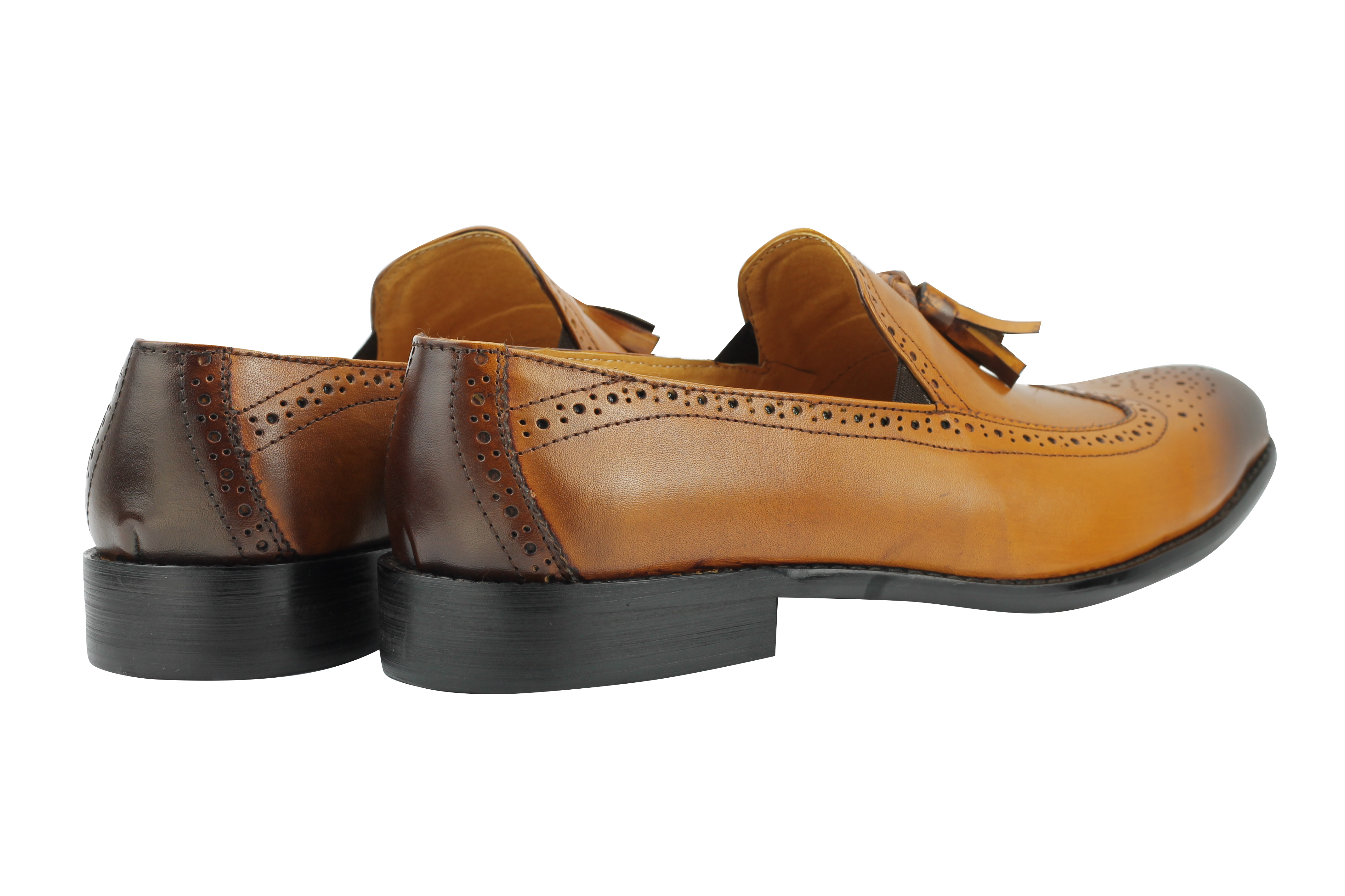 Mens New Real Leather Black Tan Vintage Tassel Brogue Loafers Smart Formal Shoes | eBay