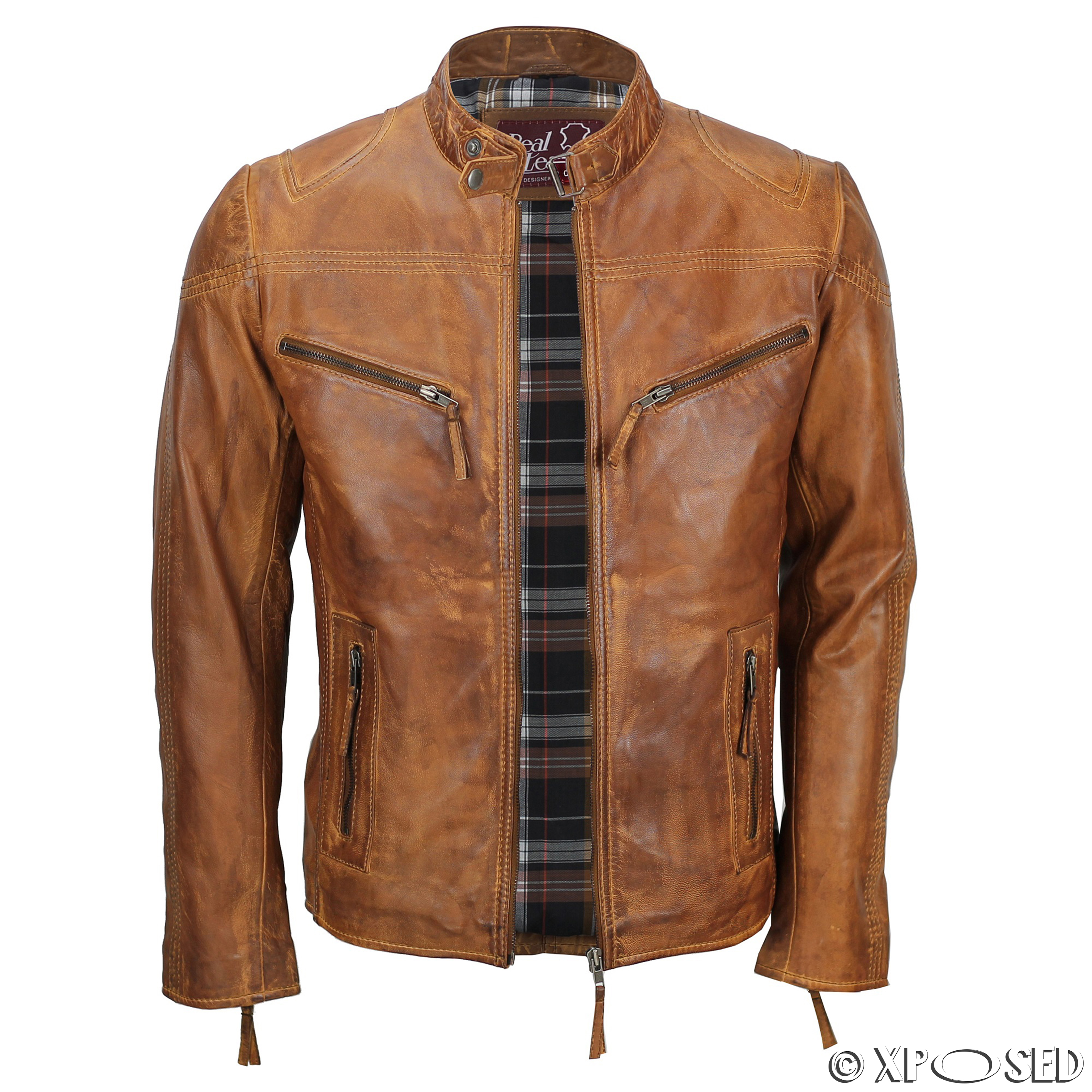 Mens Ladies Real Leather Vintage Fitted Biker Jacket for Him or Her in ...