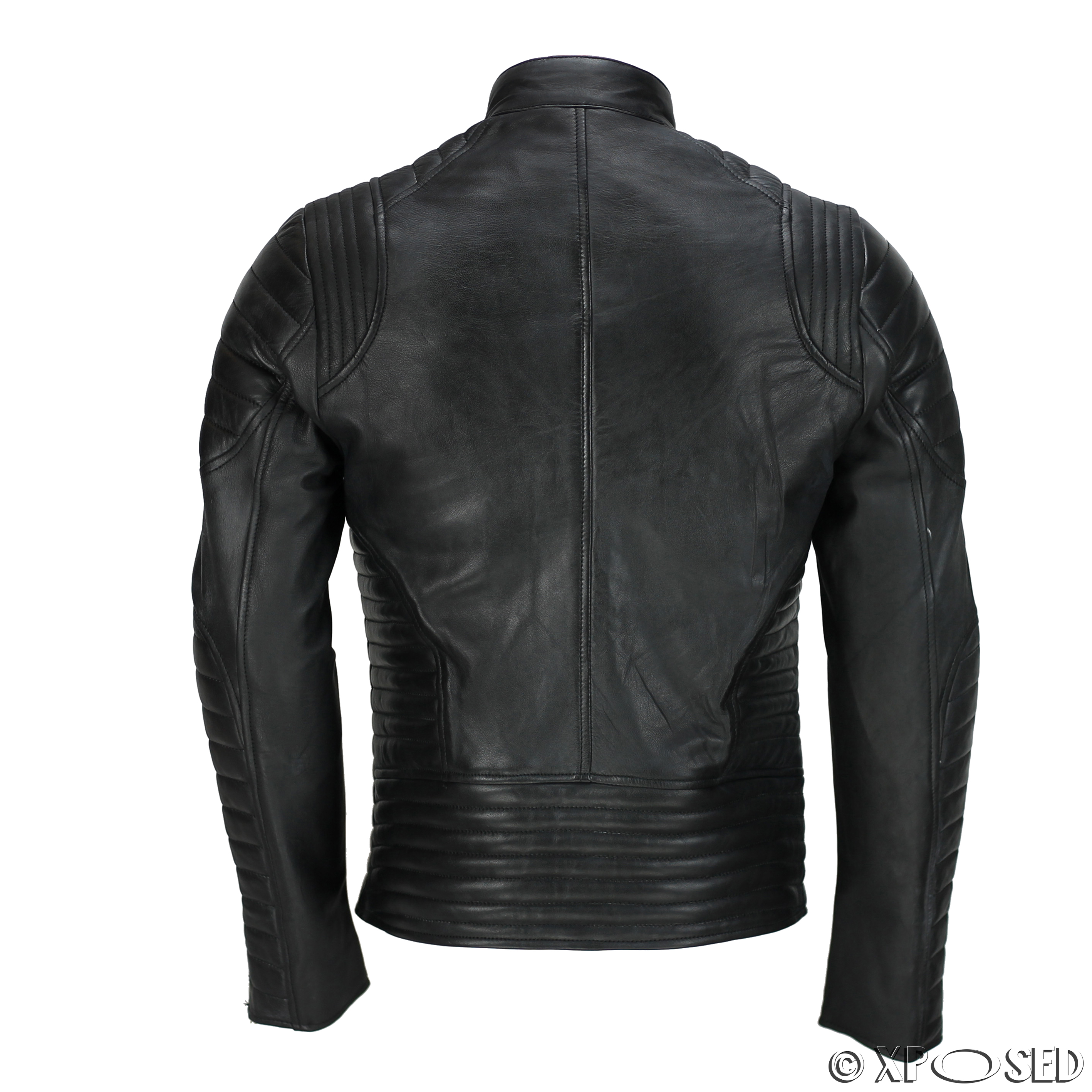 Men’s Black Real Soft Leather Quilted Panel Vintage Designer Style ...