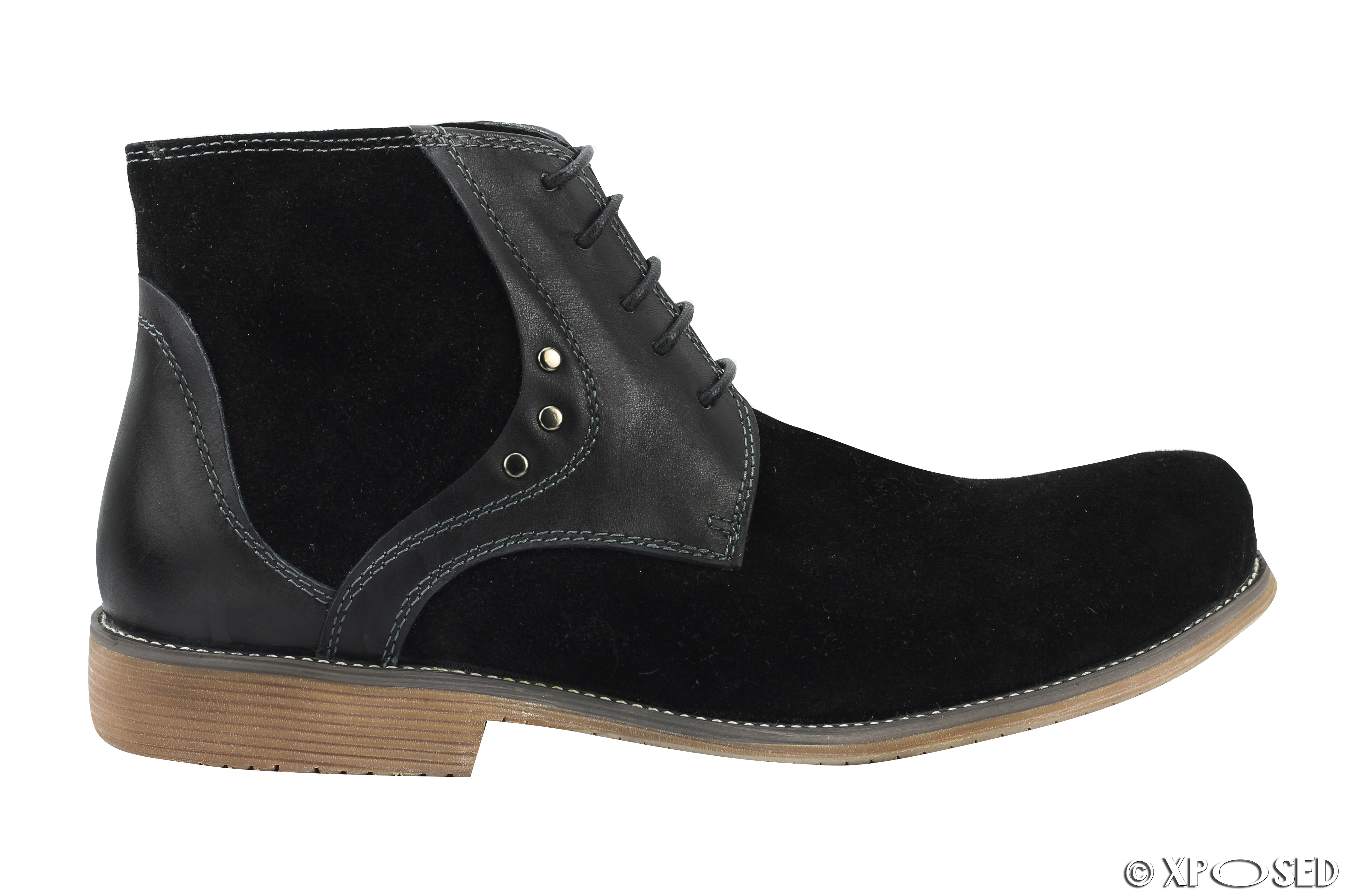 New Mens Suede Real Leather Chukka Ankle Boots in Black Brown Lace ...