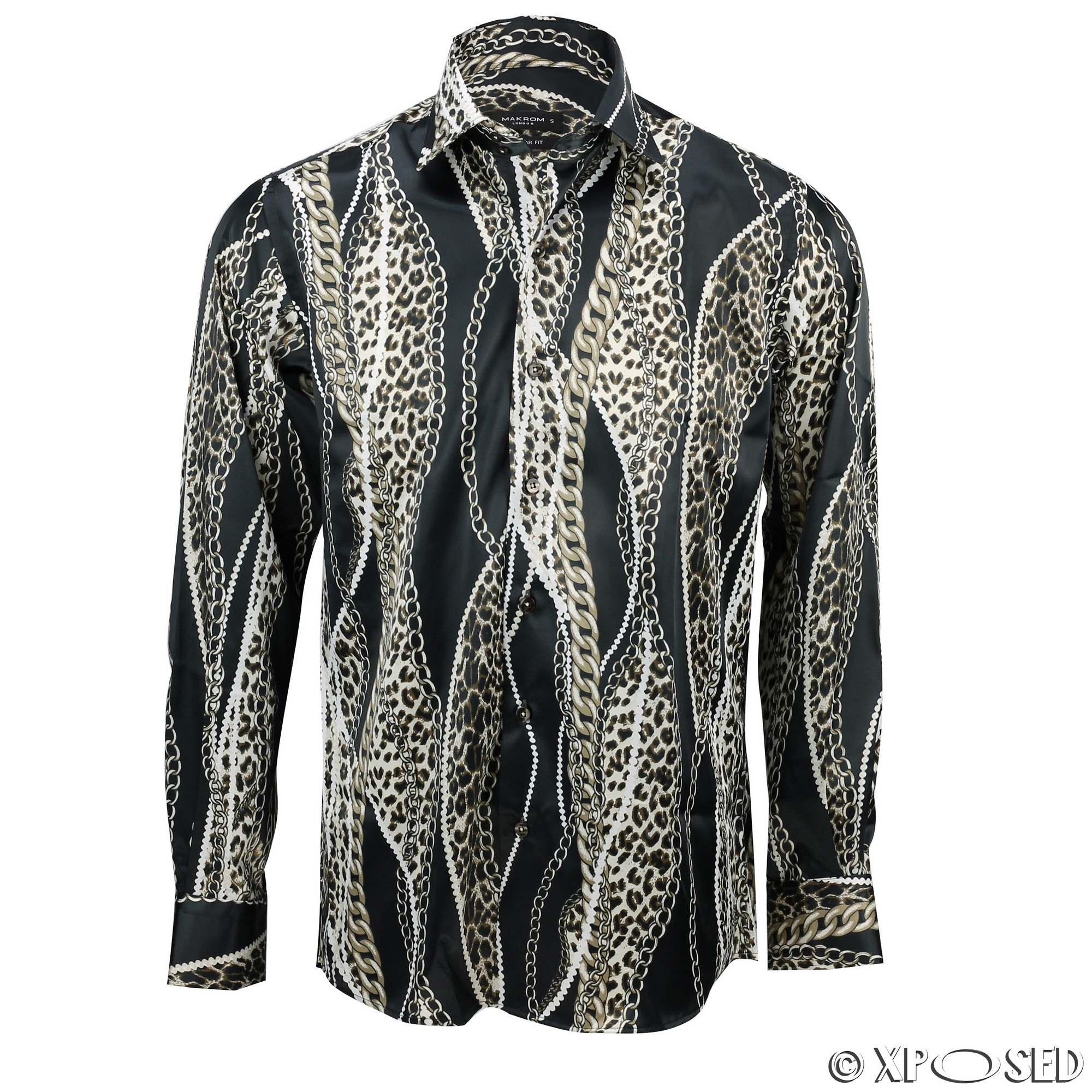 Mens Italian Designer Style Party Shirt Smart Casual Silk Feel Black ...