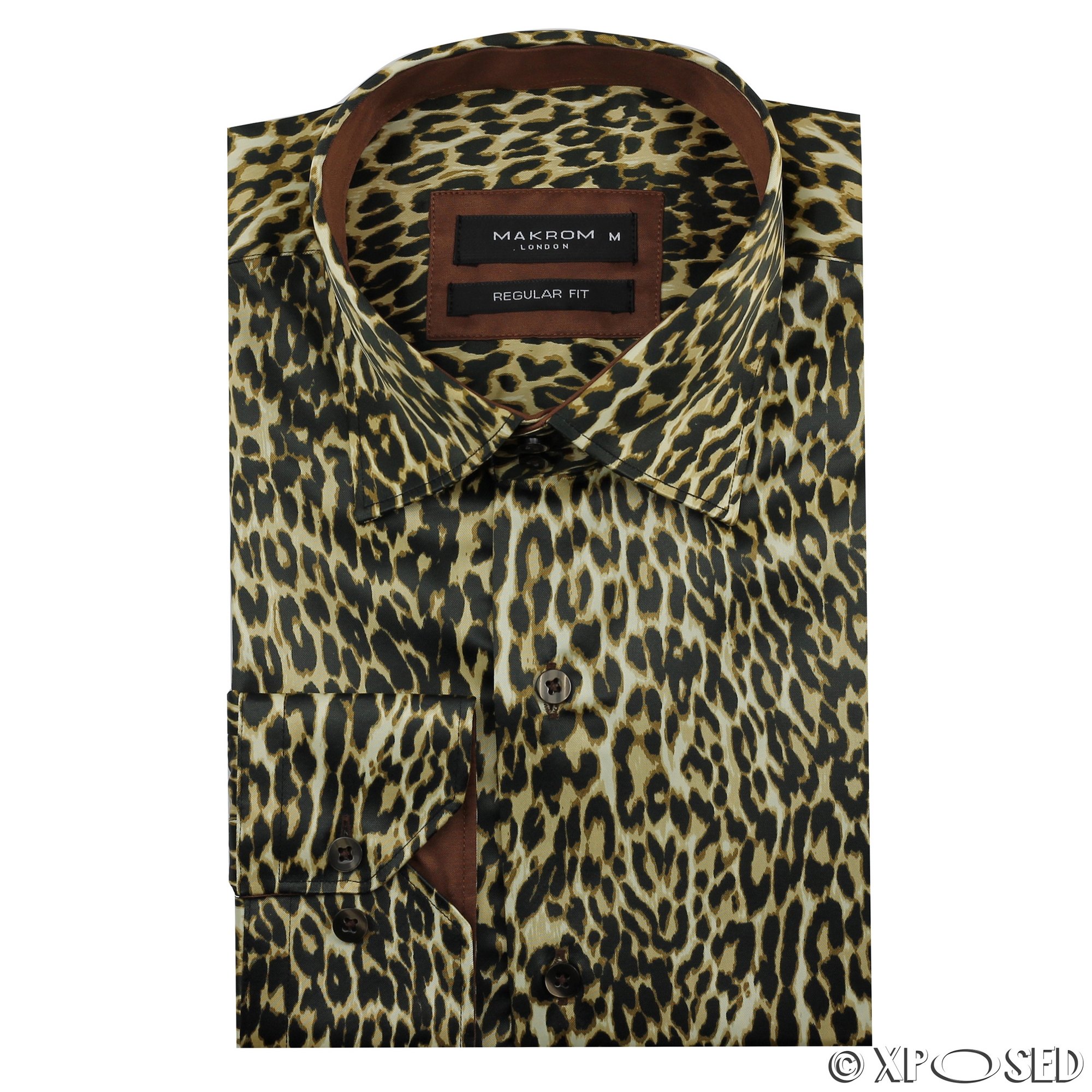 Mens Cheetah Print Silk Feel Smart Casual Designer Style Button Shirt ...