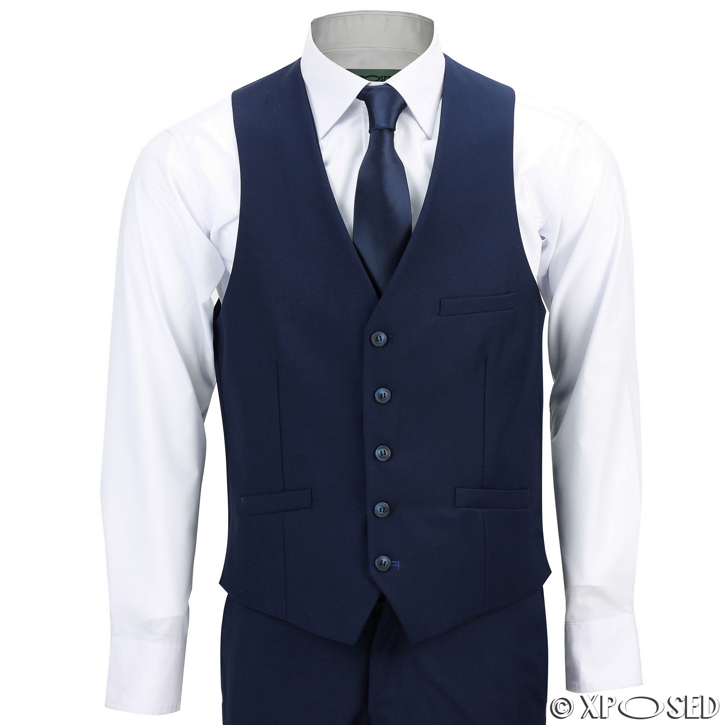 Men’s Blue Smart Formal Tailored Fitted 3 Piece Suit – Blazer Waistcoat ...